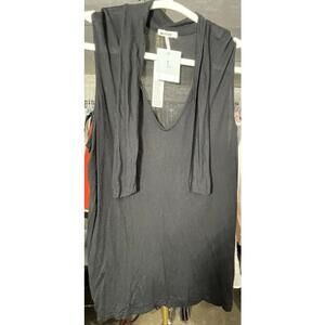 LA Made Tank Top Black V Neck with tie Lightweight Casual Womens L MSRP $62